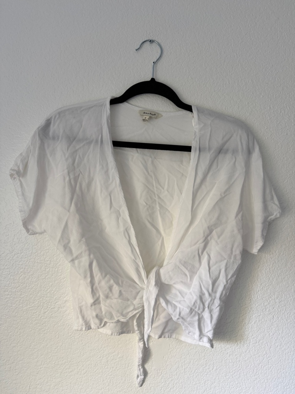 White Tie-Front Crop Top